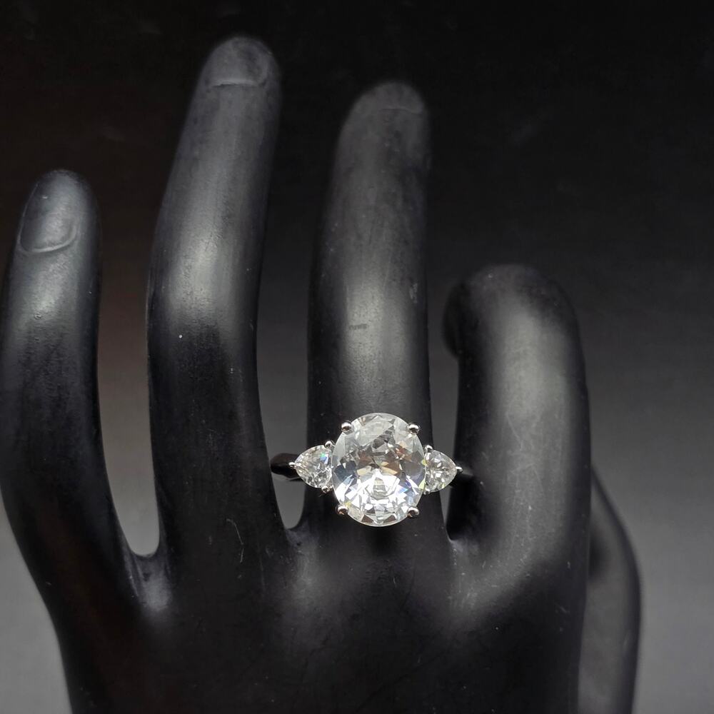 NVC CZ Ring Silver Tone Band Size 9 Engagement